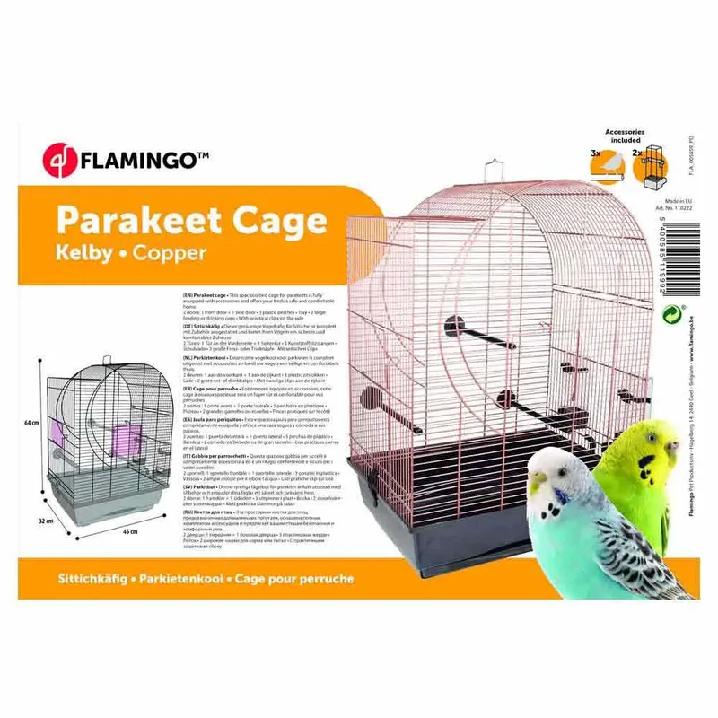 Vogelkooi Kelby Bruin&Koper&Zwart - - 45x32x64 cm by Flamingo in Black – product photo 4 of 4