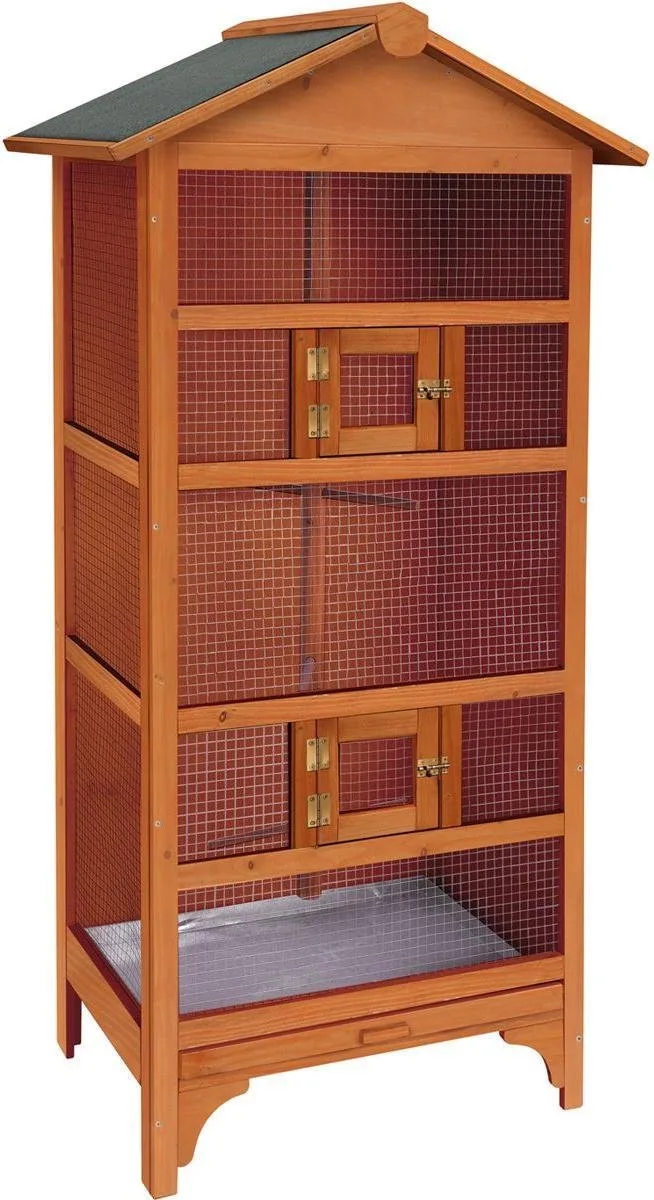 Volière Classic Nevada – houten volière voor buiten & binnen – 78x57x157,5 cm – Flamingo vogelkooi hout by Flamingo in Brown – product photo