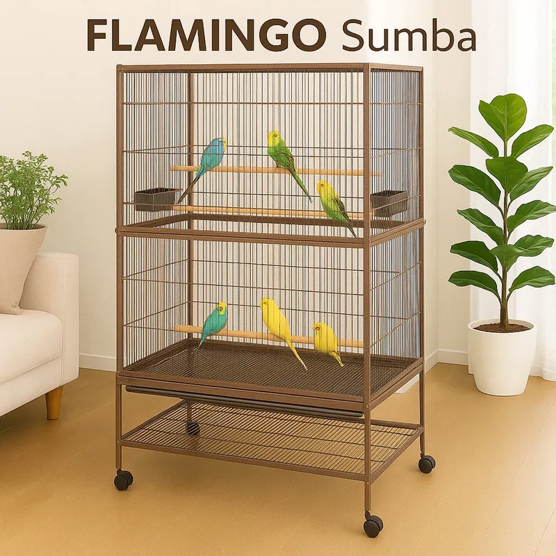 Volière - kamervoliere - vogelkooi - parkietenkooi - grote parkietenkooi by Flamingo in Taupe – product photo