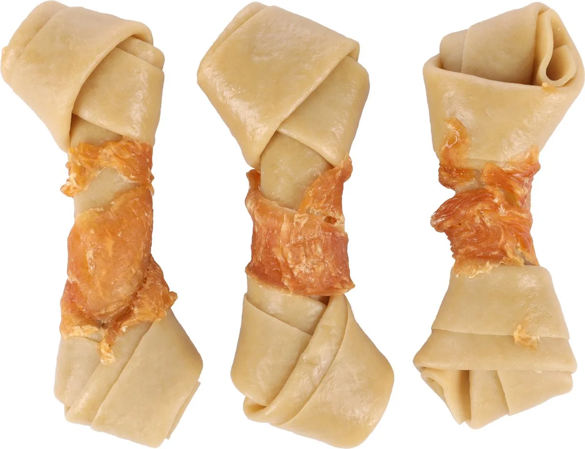 ZERO RAWHIDE GEKNOOPT BEEN MET KIP 10CM 3ST 120GR von Flamingo – Produktfoto
