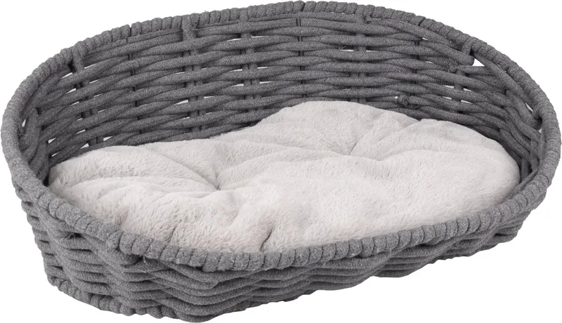 Zinzi - Mand Honden - Mand Zinzi Ovaal Donkergrijs+kussen Lichtgrijs 57x39x22cm - 1st - 130074 - 1st by Flamingo in Grey – product photo