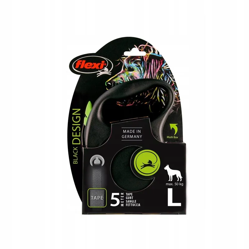 Black Design Hondenlijn, Rollijn, Groen, L, 5m, 50kg by flexi in Black – product photo