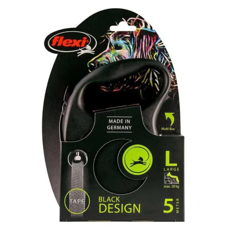 Black Design - Rollijn Hondenriem - L - 5 Meter - Grote en Actieve Honden de flexi en Bleu – photo produit 2 sur 2
