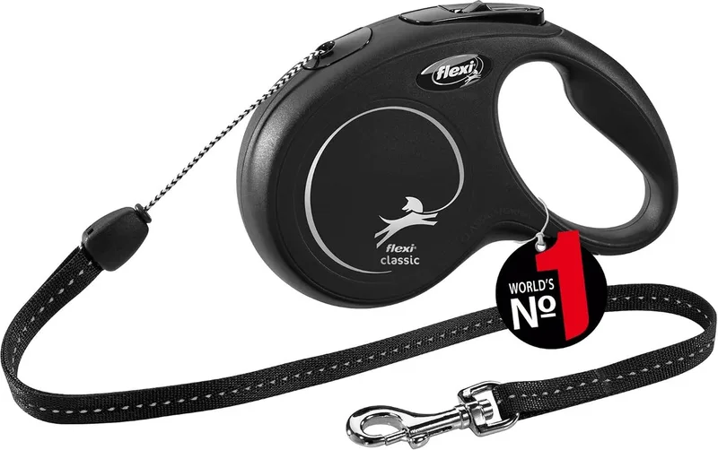 Classic Rollijn voor Honden – 8 Meter – Automatisch Oprolbare Hondenriem met Remsysteem – Voor Wandelen & Dagelijks Gebruik by flexi in Black – product photo