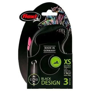 Flexi Rollijn Black Design Cord Roze by flexi in Zwart met roos logo – product photo 2 of 2