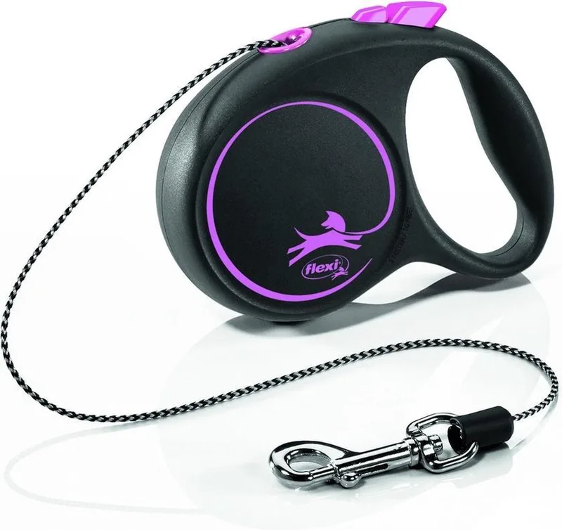 Flexi Rollijn Black Design Cord Roze by flexi in Zwart met roos logo – product photo 1 of 2