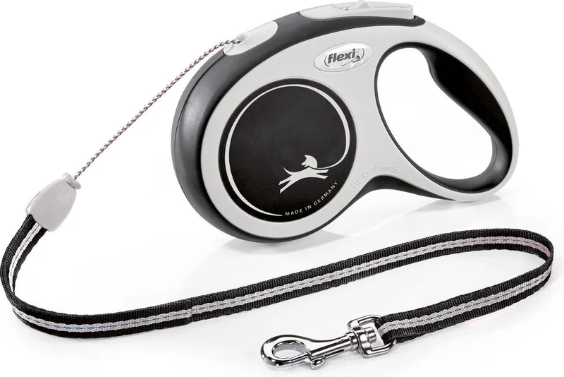 New Comfort - Rollijn Hondenriem - Koord - S - 8 m - Grijs - Middelgrote Honden by flexi in Black – product photo