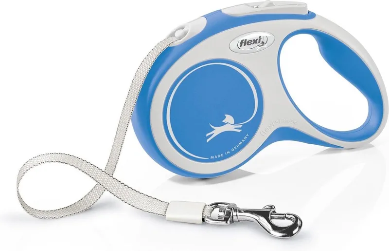 New Comfort - Rollijn Hondenriem - S - 5 m - <12kg de flexi en Bleu – photo produit