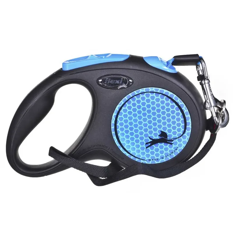 New Neon Hondenriem - Rollijn - M - 5 m - Middelgrote Honden de flexi en Bleu – photo produit 4 sur 6