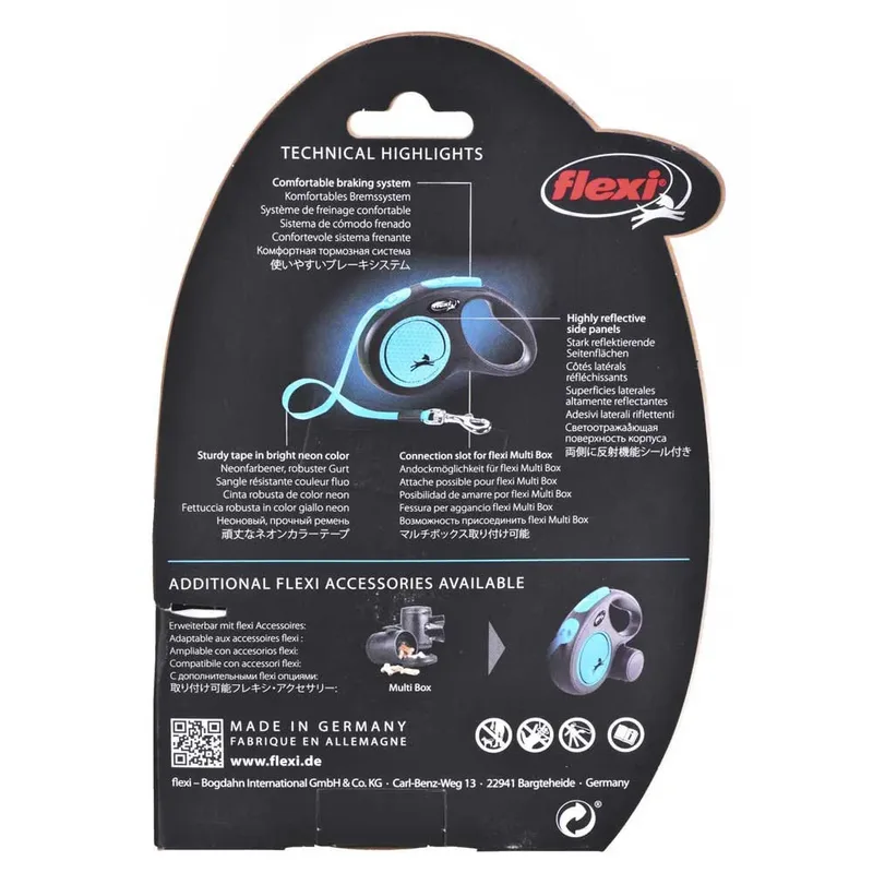 New Neon Hondenriem - Rollijn - M - 5 m - Middelgrote Honden de flexi en Bleu – photo produit 5 sur 6