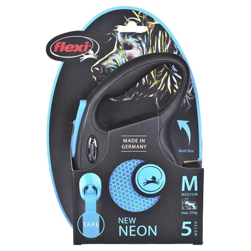 New Neon Hondenriem - Rollijn - M - 5 m - Middelgrote Honden de flexi en Bleu – photo produit 6 sur 6