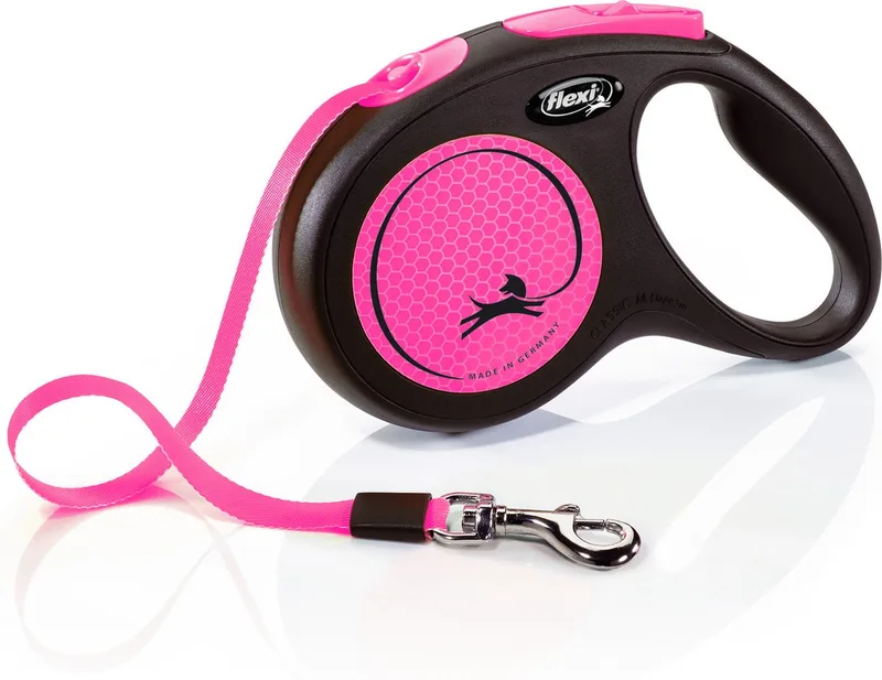 New Neon - Hondenriem Rollijn - Roze - M - Middelgrote Hond - 5 meter de flexi en Bleu – photo produit