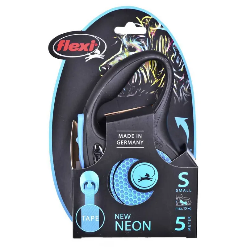 New Neon Hondenriem - Rollijn - S - 5 m - <15 kg de flexi en Bleu – photo produit 4 sur 5