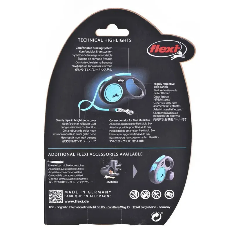 New Neon Hondenriem - Rollijn - S - 5 m - <15 kg de flexi en Bleu – photo produit 5 sur 5