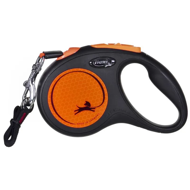 New Neon Tape - Hondenriem - Oranje - M - 5 m - Middelgrote Honden de flexi en Noir – photo produit 2 sur 5