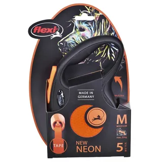 New Neon Tape - Hondenriem - Oranje - M - 5 m - Middelgrote Honden de flexi en Noir – photo produit 4 sur 5