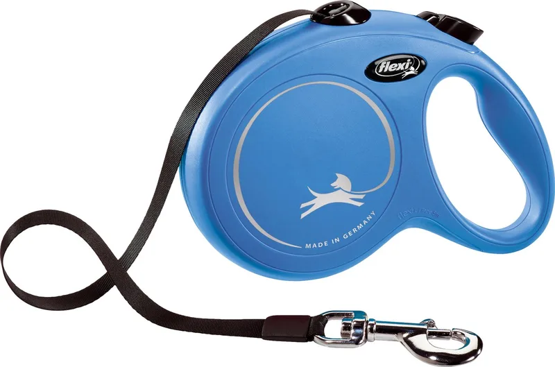 Rollijn Classic Tape - Oprolmechanisme, 5 Meter - Geschikt voor Honden tot 50kg de flexi en Bleu – photo produit