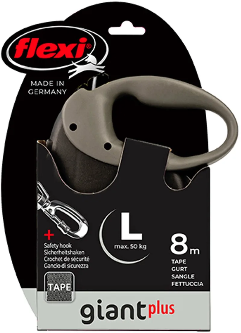 rollijn giant plus tape L zwart/zilver 8 meter by flexi in Black – product photo