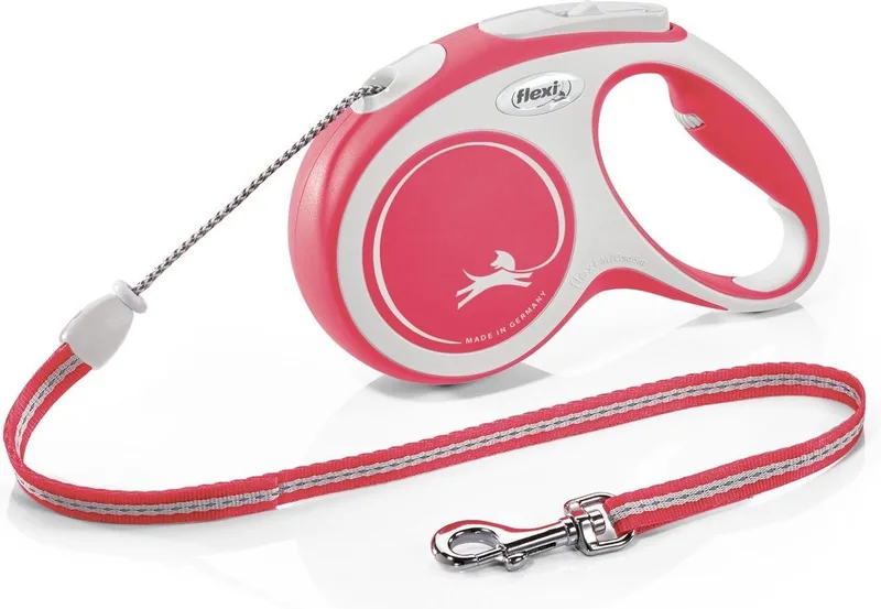 Rollijn New Comfort Koord M Rood&Lichtgrijs - Hondenriem - 5 m de flexi en Rouge – photo produit