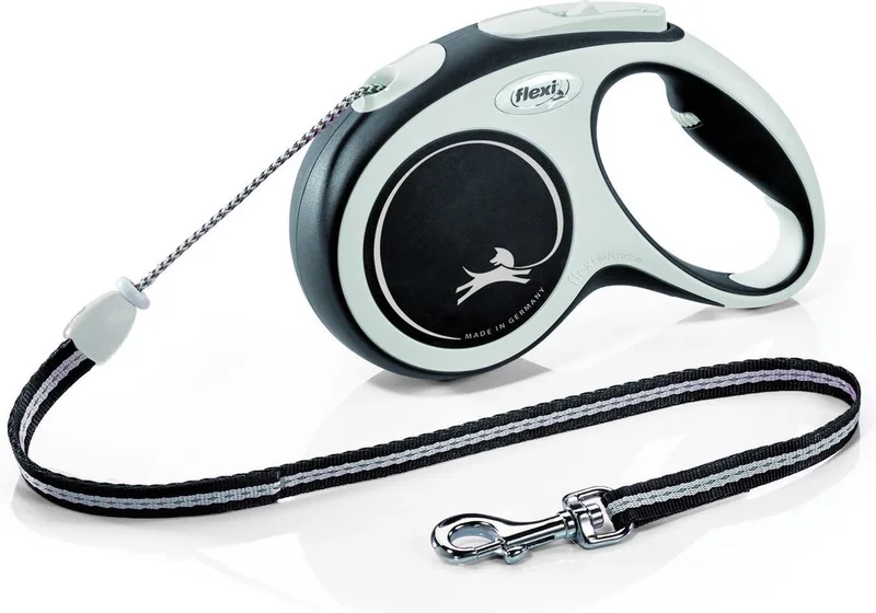 Rollijn New Comfort Koord - Maat M - Lengte looplijn 5m - Riem hond - Honden riem - Uitlaatriem - Hondenriem - Lichtgrijs de flexi en Noir – photo produit