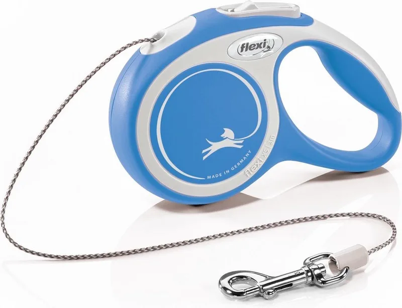 Rollijn New Comfort Koord Xs 3 m - Hondenriem - Blauw&Lichtgrijs by flexi in Blue – product photo