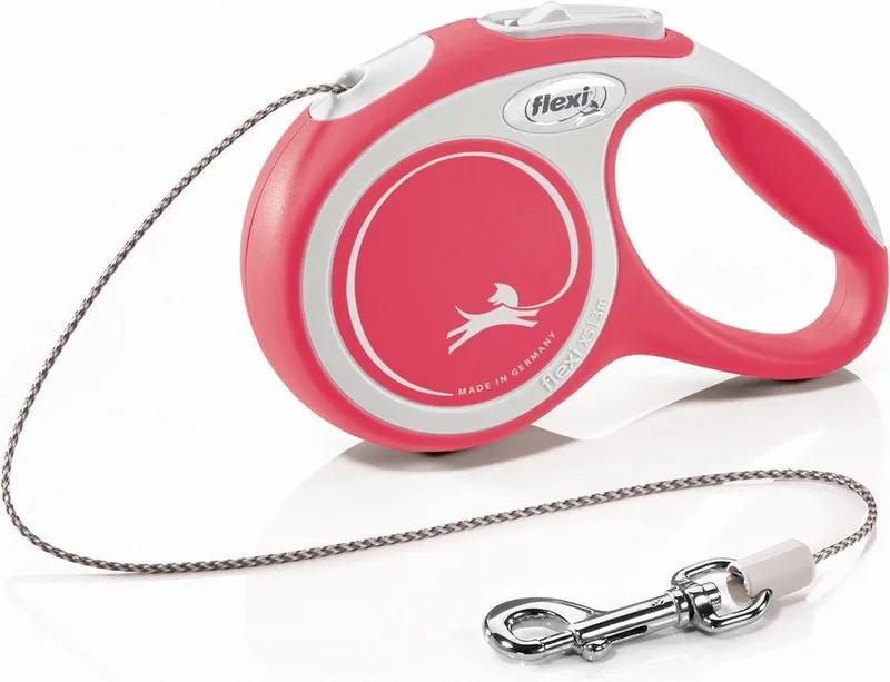 Rollijn New Comfort Koord Xs 3 m - Hondenriem - Rood&Lichtgrijs von flexi in Rot – Produktfoto