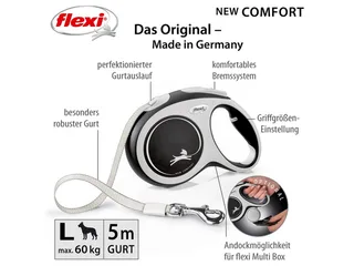 Rollijn New Comfort Tape L 5 m - Hondenriem - Zwart von flexi in Blau – Produktfoto 2 von 3