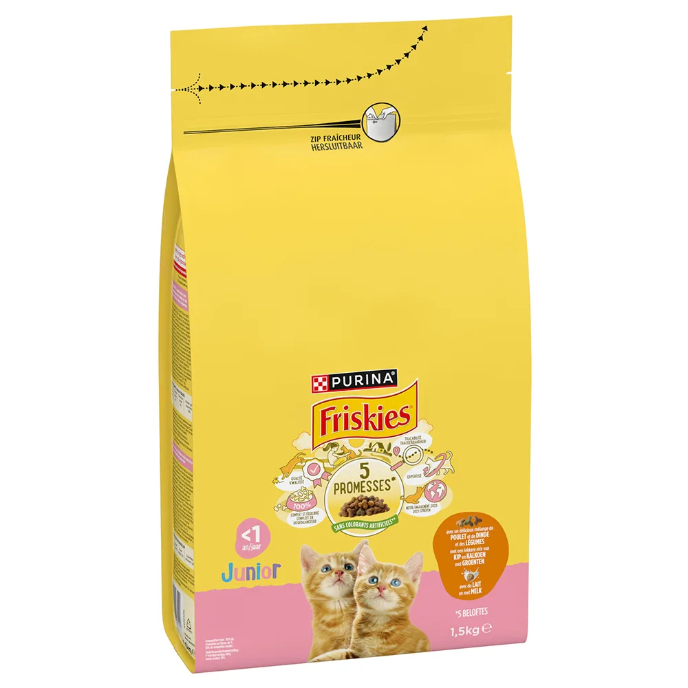 1,5kg PURINA FRISKIES Junior kattenvoer met kip, kalkoen en groenten droogvoer voor katten de Friskies – photo produit