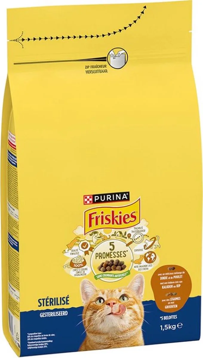 3x Friskies droogvoer voor katten - kalkoen & kip - voor gesteriliseerde katten -1500g de Friskies – photo produit