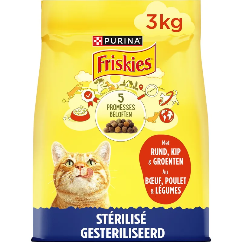4x Friskies droogvoer voor katten - rund, kip & groenten - voor gesteriliseerde katten - 3000g by Friskies – product photo