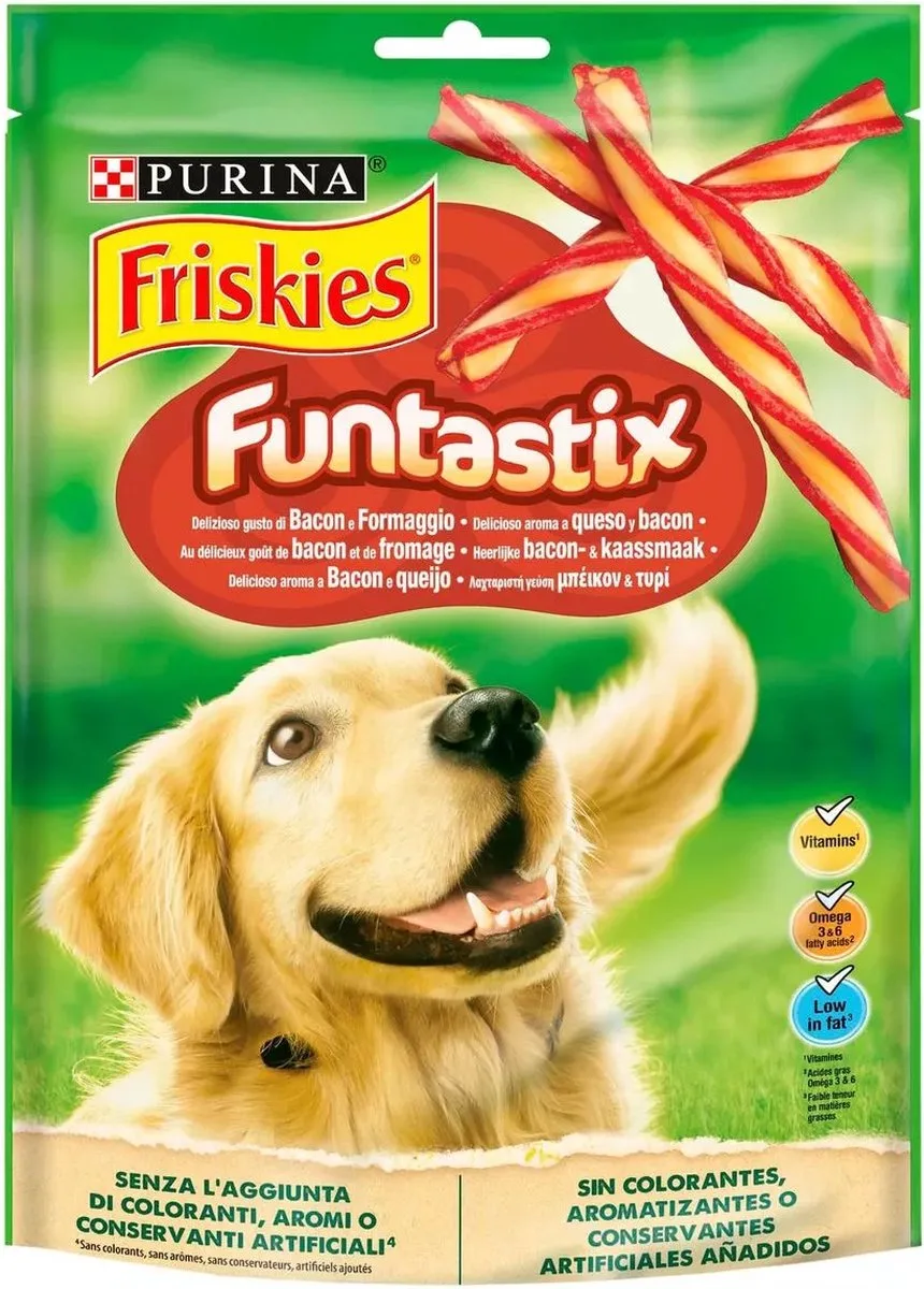 4x - Friskies Snacks Funtastix Kaas en bacon | 4x175g fra Friskies – produktbillede