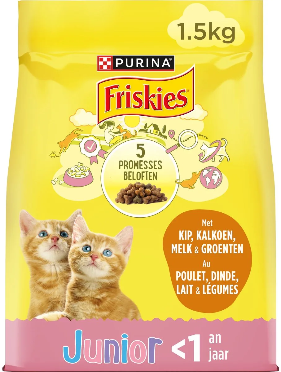 6x FRISKIES CAT JUNIOR MET KIP, MELK EN GROENTEN 1.5kg van Friskies – productfoto
