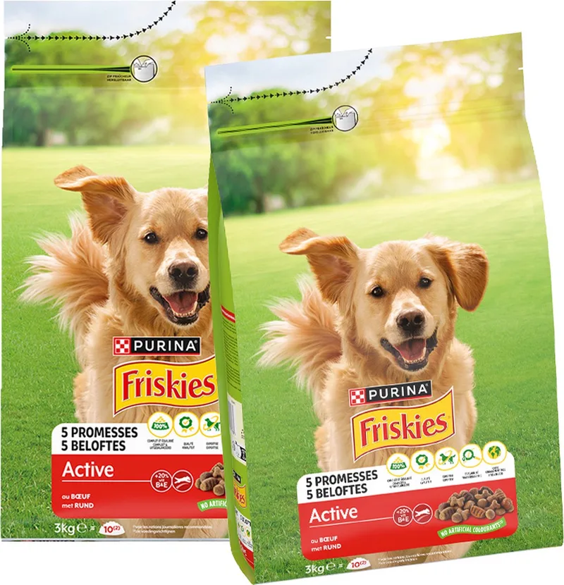 Active droogvoer voor honden - met de smaak rund - 3000g x 2 de Friskies – photo produit