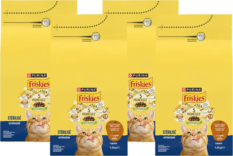 droogvoer voor katten - kalkoen & kip - voor gesteriliseerde katten - 4 x 1500g de Friskies – photo produit