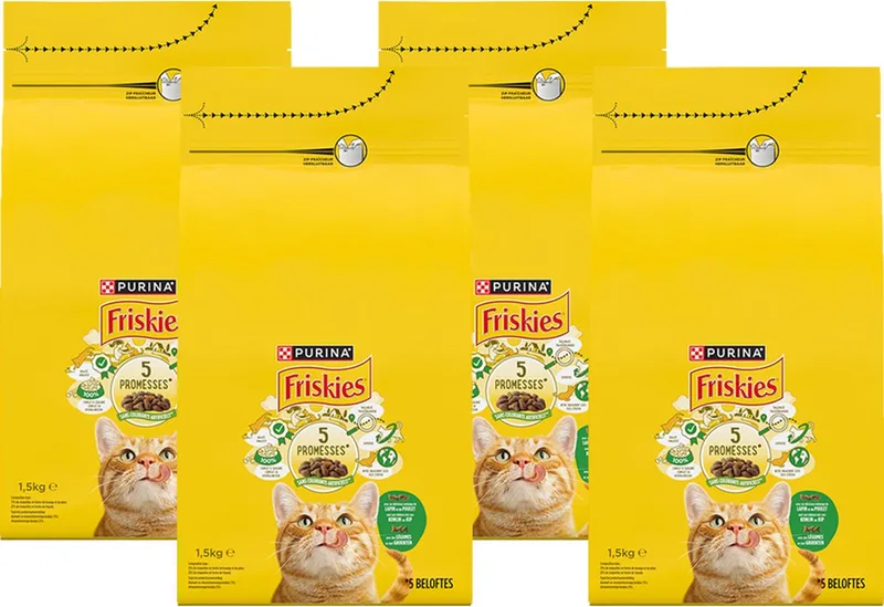droogvoer voor katten - konijn, kip & groenten - 4 x 1500g de Friskies – photo produit