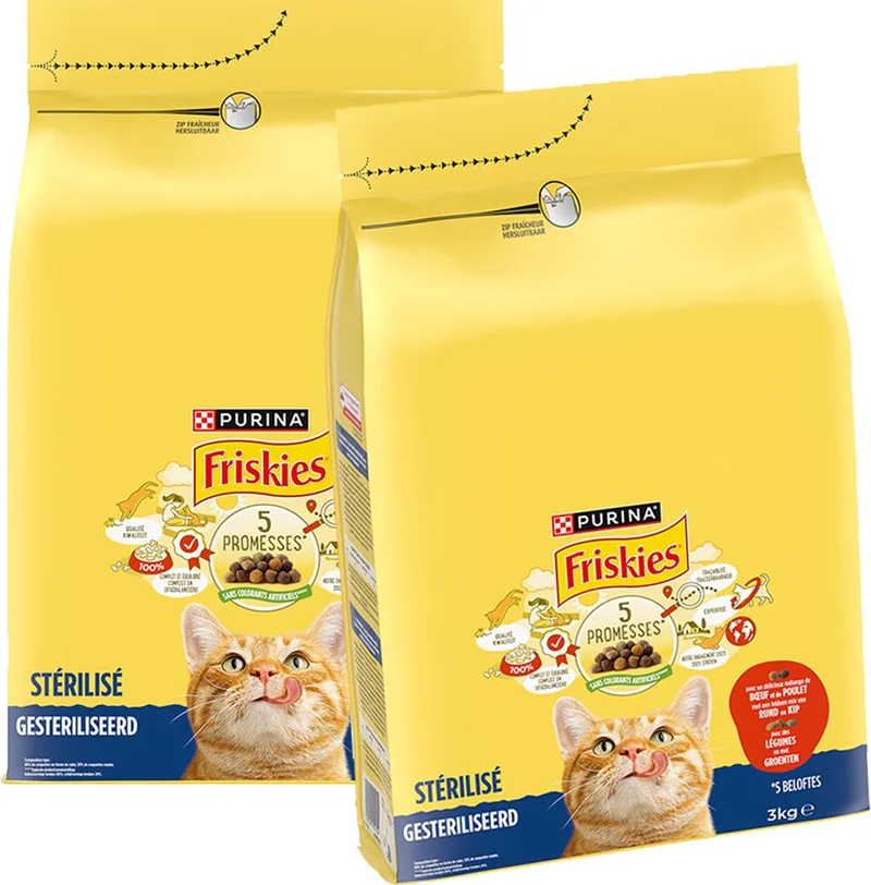droogvoer voor katten - rund, kip & groenten - voor gesteriliseerde katten - 3000g x 2 von Friskies – Produktfoto
