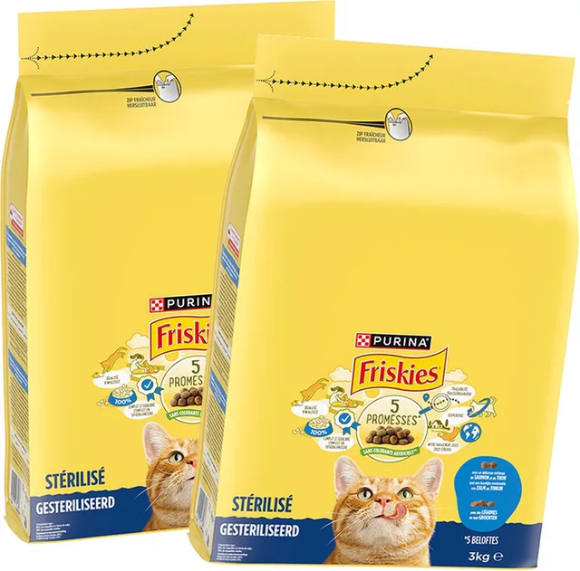 droogvoer voor katten - zalm, tonijn & groenten - kattenbrokken voor gesteriliseerde katten - twee zakken - 2 x 3000g