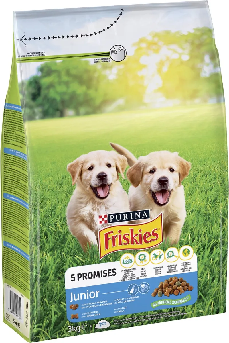 Junior Honden droogvoer - Kip, Melk & Groenten - 3000g de Friskies – photo produit