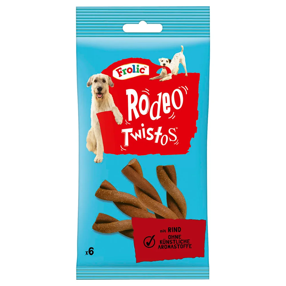 18 x 6 stuks Frolic Rodeo Twistos met rundvlees hondensnacks van Frolic – productfoto
