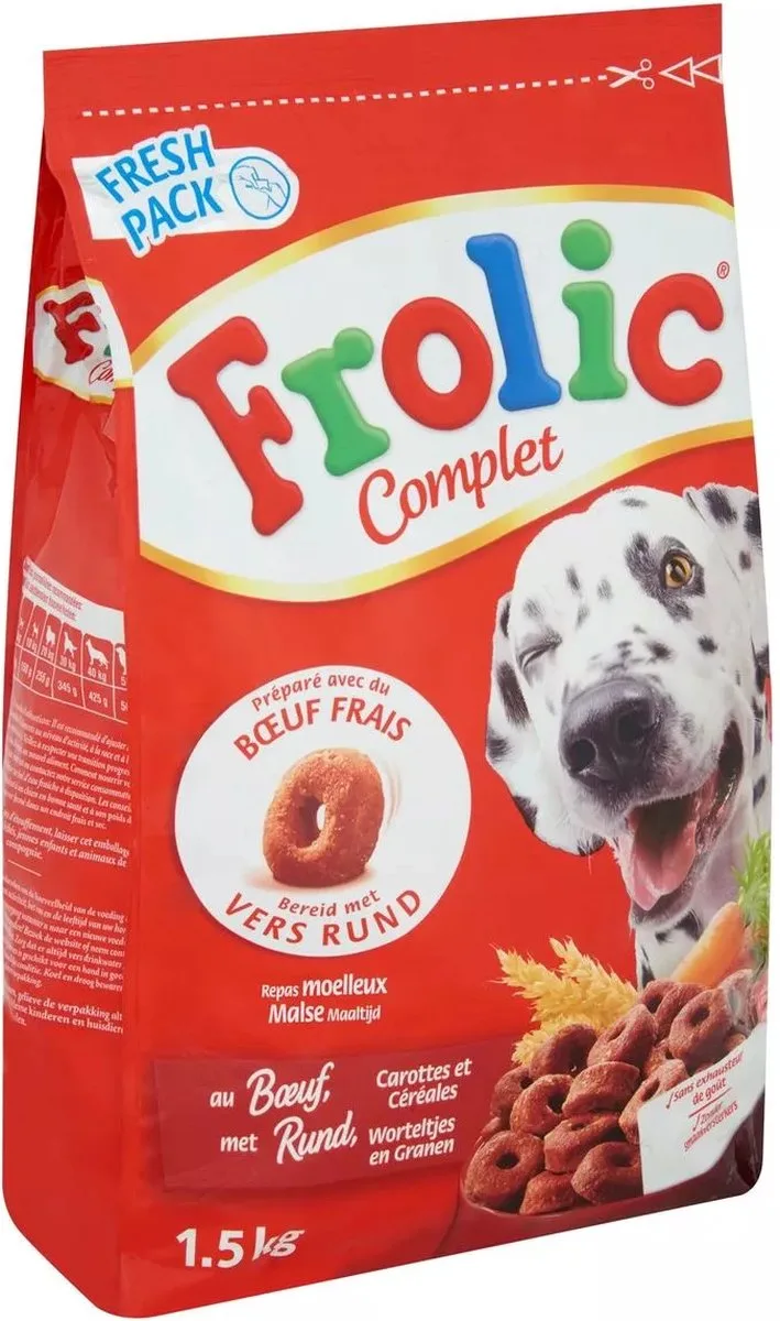 2x Frolic - Hondenvoer - Brokjes met rund, wortels en granen - 1,5kg by Frolic – product photo