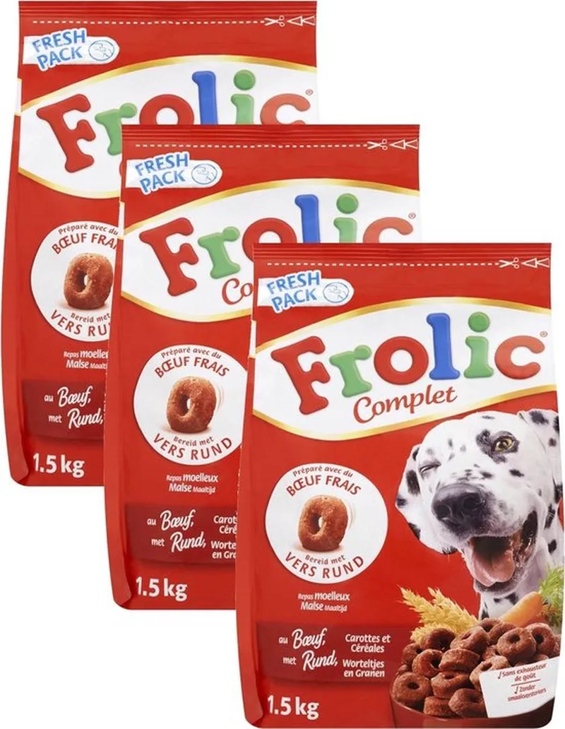 3x Frolic Compleet - Rund Droog - Hondenvoer - 1.5kg von Frolic – Produktfoto