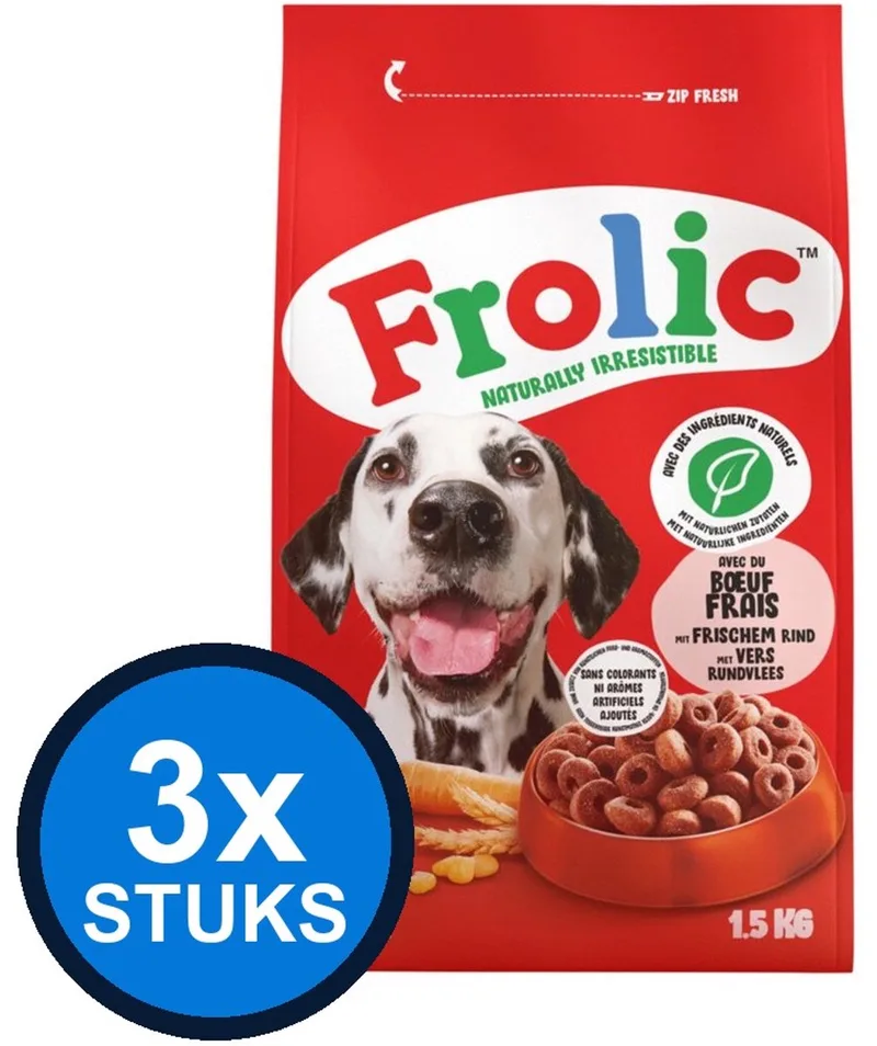 3x Frolic - droog rund 1,5kg - Hondenvoer - 1.5 kg de Frolic – photo produit