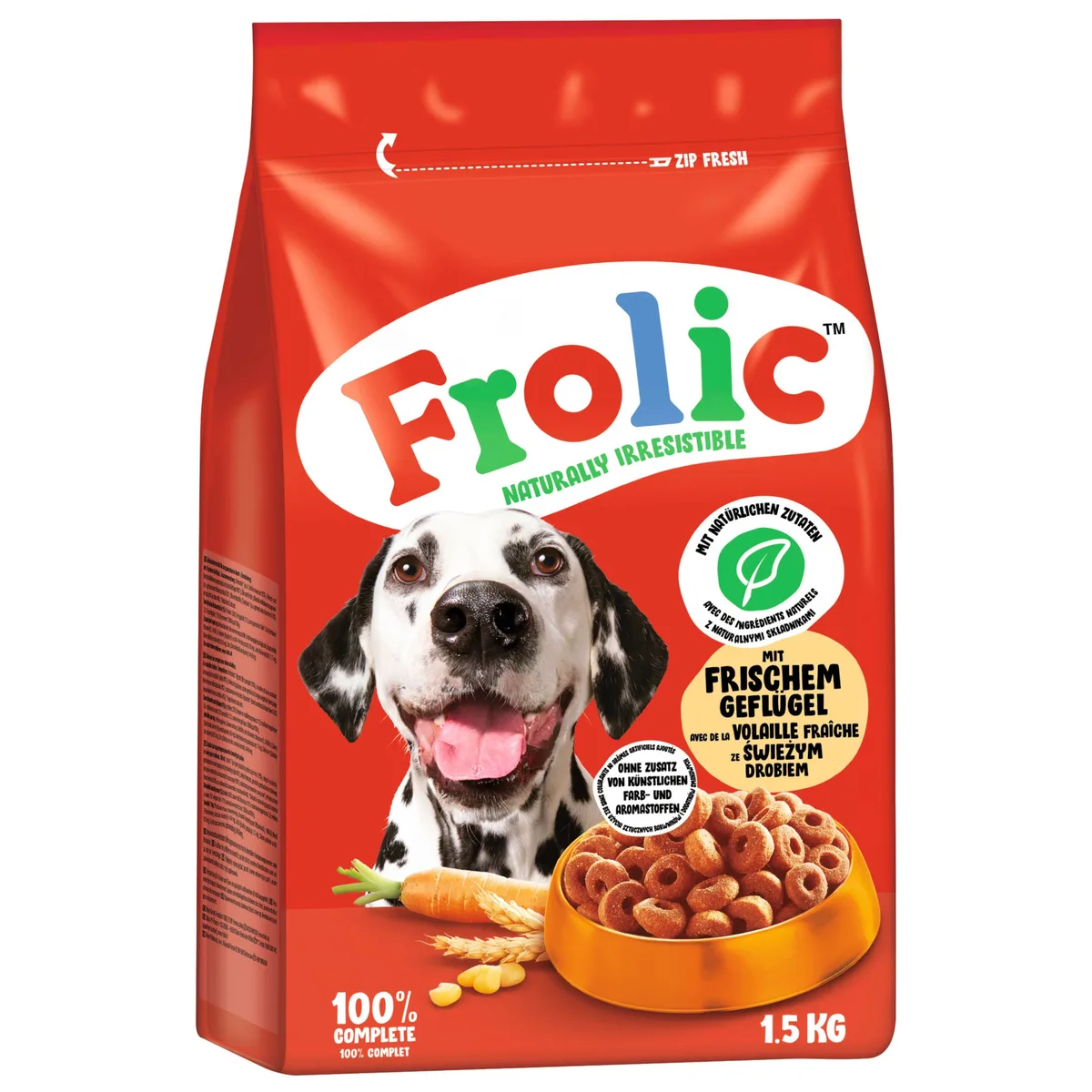 Complete Gevogelte, Groenten en Rijst Hondenvoer - 6 kg (4 x 1,5 kg) van Frolic – productfoto