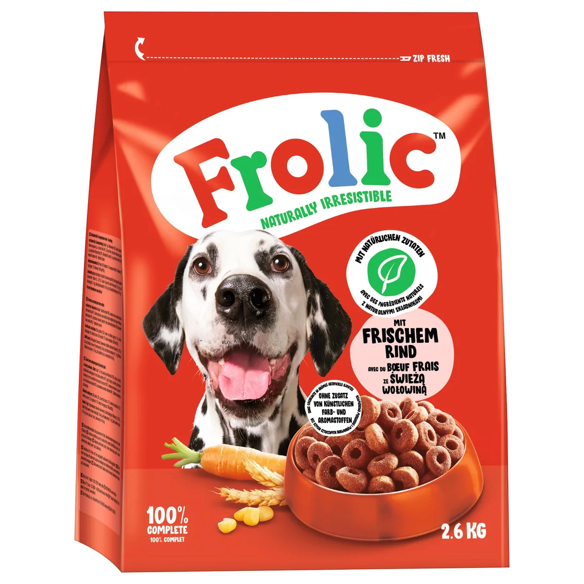 Complete Rund, Worteltjes en Granen Hondenvoer - 7,8 kg (3 x 2,6 kg) van Frolic – productfoto