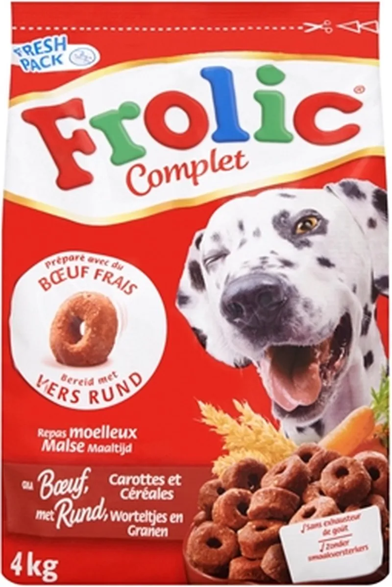 hond - adult - droogvoer - rund - 3 x 4kg de Frolic – photo produit