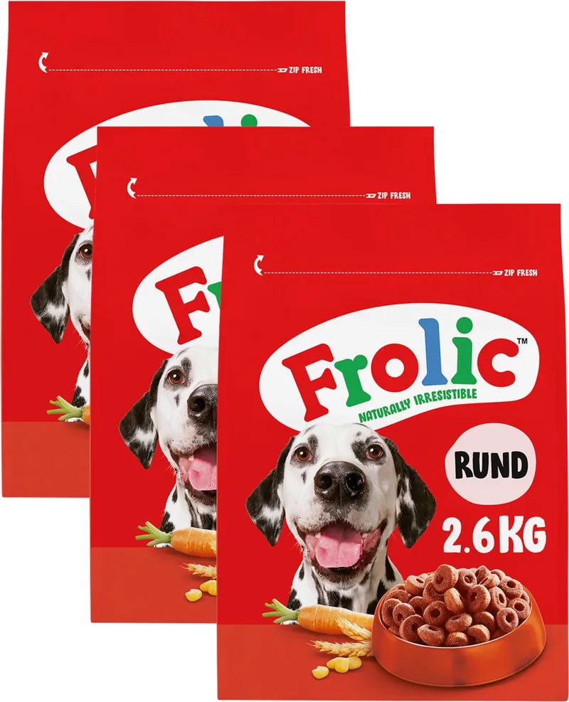Hondenbrokken - Compleet Droogvoer - Rund, Worteltjes & Granen - 3x2.6 kg de Frolic – photo produit