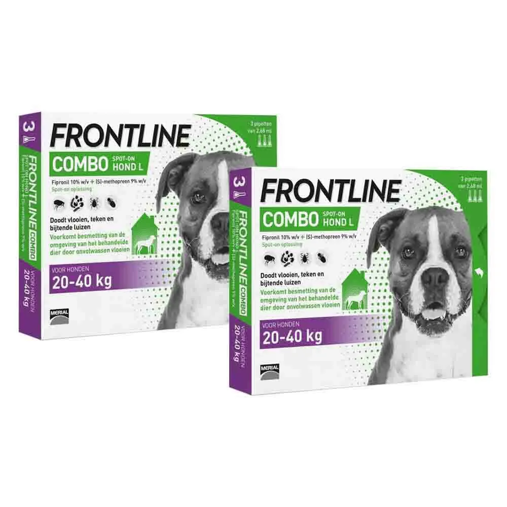 2x Frontline Combo Spot On Anti Vlooien en Teken Druppels Hond L 3 pipetten fra Frontline – produktbillede