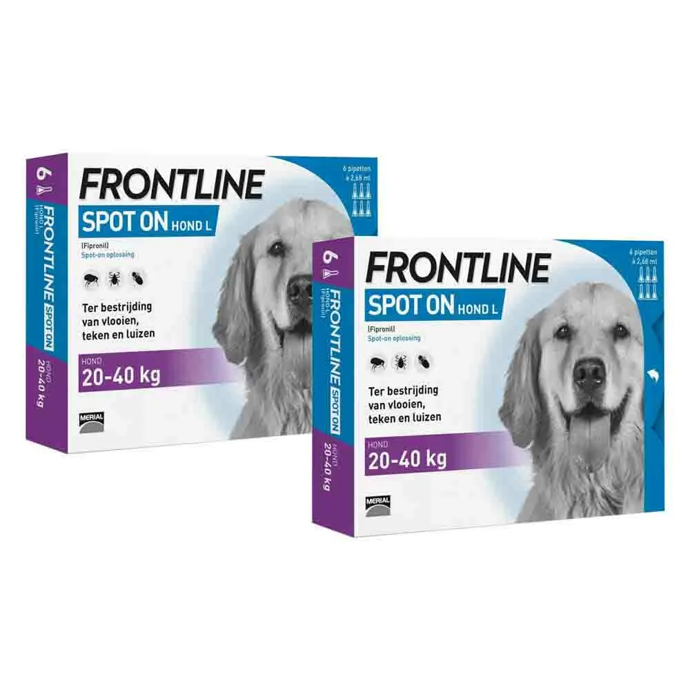2x Frontline Spot On Anti Vlooien en Teken Druppels Hond 20 - 40 kg 6 pipetten van Frontline – productfoto