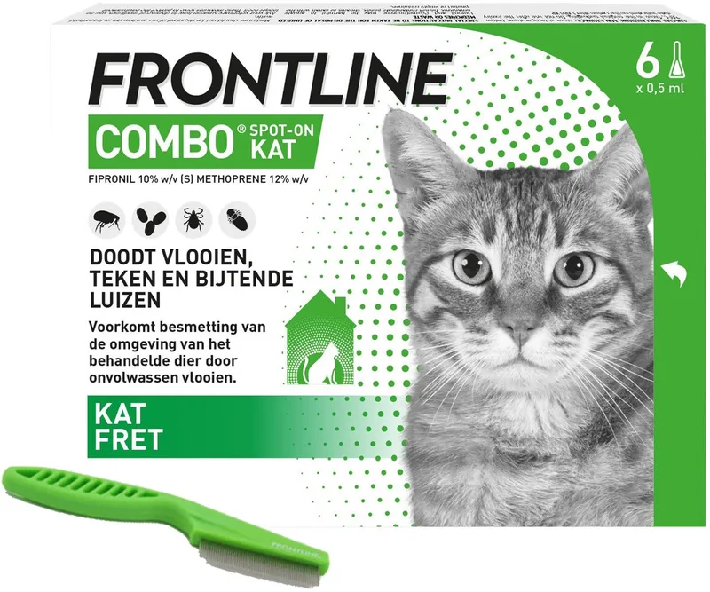 Combo Kat - 6 Pipetten + Vlooienkam von Frontline – Produktfoto