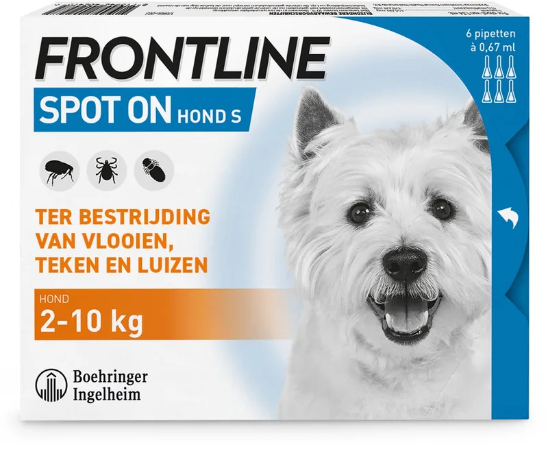 Spot-On Hond 2-10Kg - Anti vlooien- en tekenmiddel - Vlooiendruppels - 6 pipetten de Frontline – photo produit